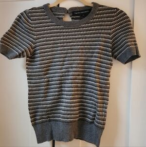 French Connection Gray Short-Sleeved Sweater with Bow Detail